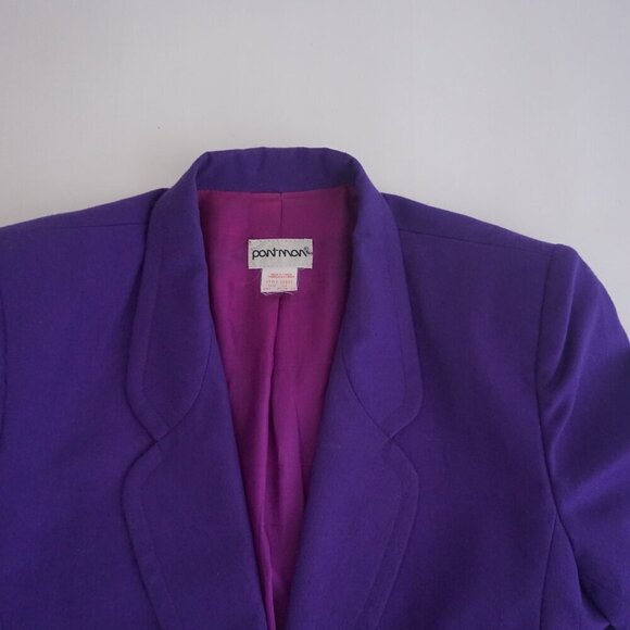 Vintage Pantman Purple 20% Wool Single Button Blazer Size 14 - Picture 10 of 12
